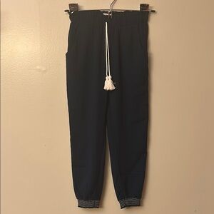 Heart & Arrow Navy pants with Elastic Waistband Drawstring and Cuffed Ankles